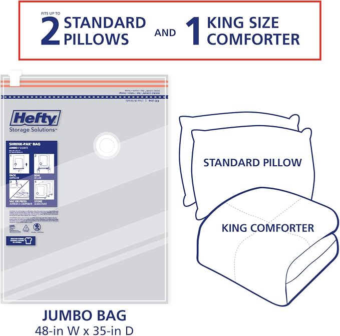 Space Bags Vacuum Storage Bags for Bedding Jumbo Compression 54 Pack Clear for Comforters Blankets (3 Jumbo/Bedding Solo)