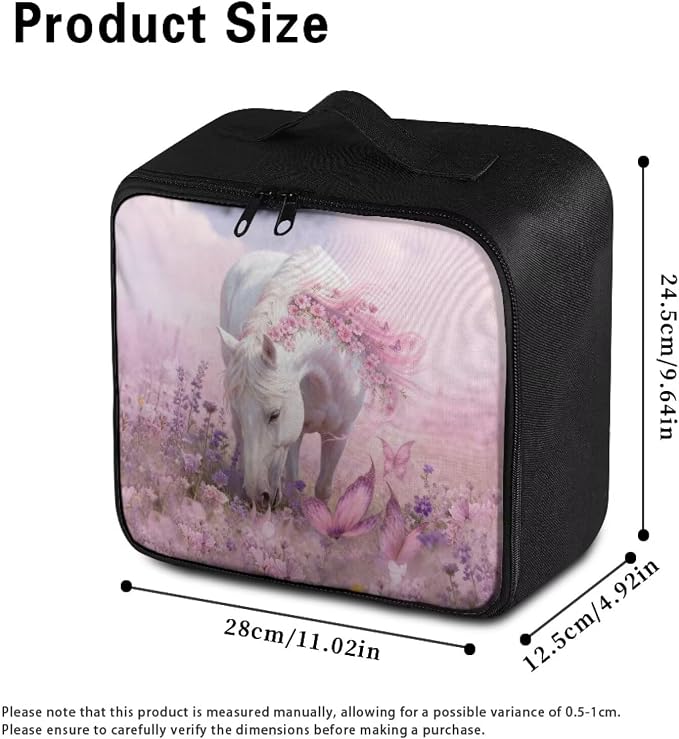 Rnyleeg Pink First Aid Kit Empty Butterfly Horse Print First Aid Bag for Home Travel Outdoor Emergency Medical Kit with Mesh Pockets Easy to Carry