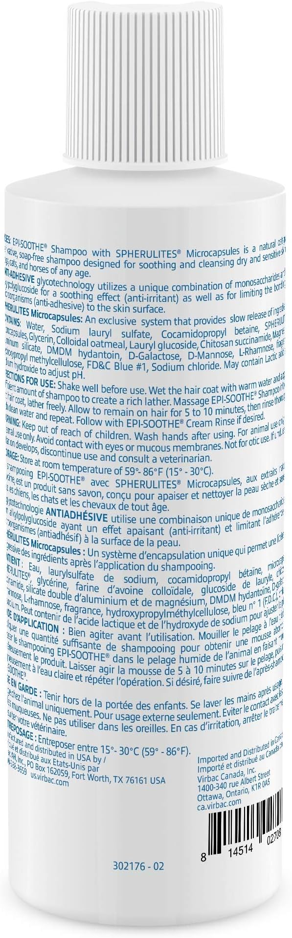 Virbac EPI-SOOTHE® Shampoo For Dogs, Cats & Horses (8 oz) - For Dry and Sensitive Skin
