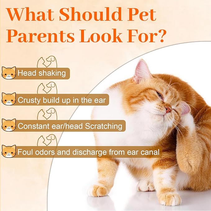 Ear Cleaner for Dogs and Cats, Ear Cleaner Solution for Dogs and Cats, Gently Remove Ears Wax & Debris