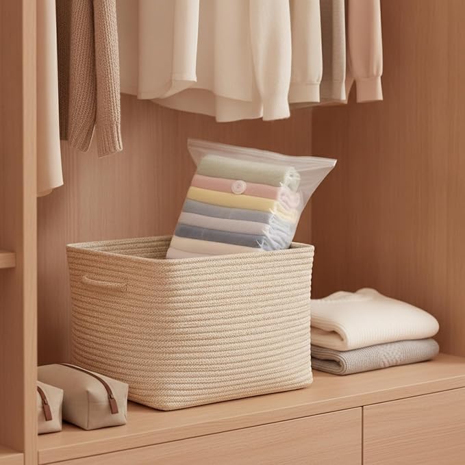 1 Pack Manual Compression Storage Bag, Space Saver with One-Way Valve for Travel and Closet Organization, Durable PET PE Material