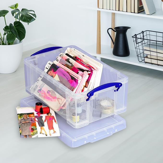 Really Useful Box 9-Liter Plastic Storage Bins with Lids, 2 Pack | 9-liter transparent clear bins with clip-lock handles and snap lids for home, for office organization and storage