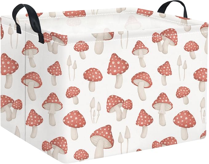 Rectangular Kids Basket Baby Girl Basket Fabric Storage Bin Organizer Box Room Decor(Mushroom)
