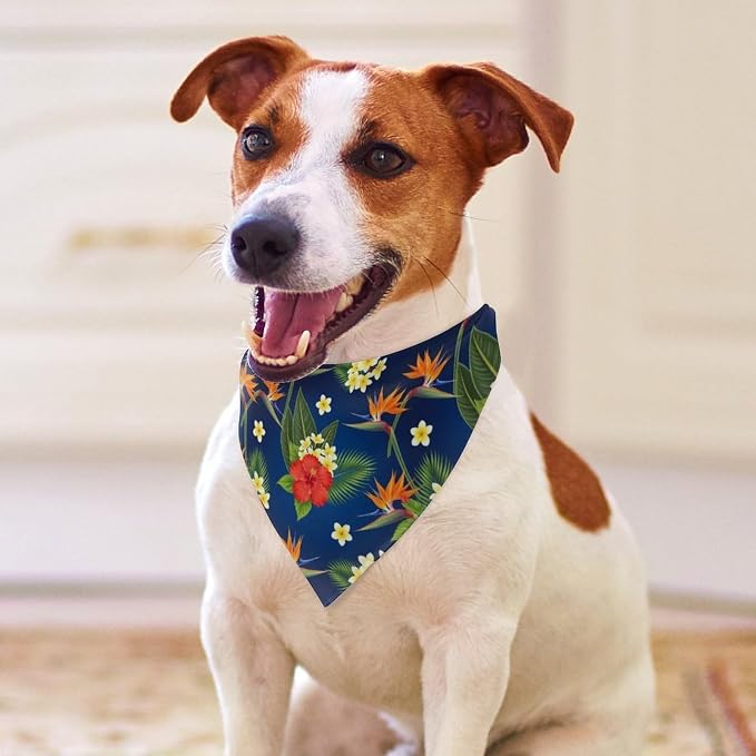Washable Portable Bib with Adjustable Design for Pet Camping, Hiking, Running, Walking, Outdoor Activities Use (Floral Bird Tropical Paradise Hawaii Flowers)