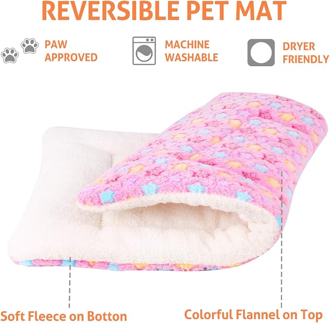 Mora Pets Dog Crate Pad Bed Ultra Soft Pet Mat Star Print Pink 35 x 23 Inch | Washable Crate Mat for Small Medium Large Dogs, Reversible Fleece Dog Crate Kennel Mat Flat Cat Bed Liner