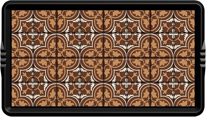 BEHERO Boot Tray Shoe Mat Decorative Patterned, Rubber Boot Matt Tray Indoor and Outdoor Use, 16" x27.5" Shoe Cleaning Mat Non-Slip, Shoe Storage Waterproof with Artistic Prints for Entryway(Brown)