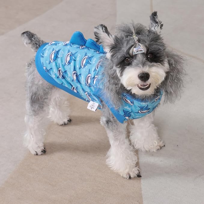 CuteBone Dinosaur Costume Dog Shirt, Stretchy Velvet T-Shirt Clothes for Medium Dogs, Soft & Breathable Pet Tee Outfit Frenchie Apparel for Daily Wear, Cozy Pullover Design Puppy Fashion COSBX04XL