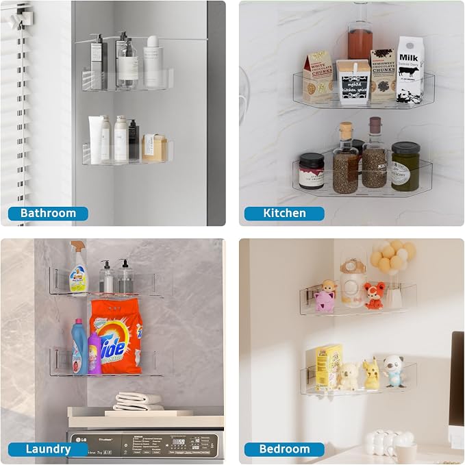 Natheeph Bath Toy Organizer 2-Pack Large Capacity Bath Toy Storage Holder | Space-Saving Corner Shower Caddy for Bathroom & Kitchen, Clear Holder for bath/kitchen items, Quick-Drying Holes
