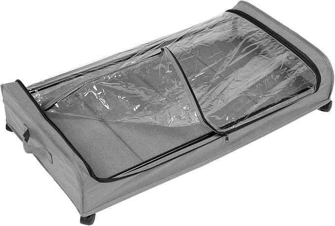 Bed Storage Drawers with Wheels, Gray Metal Frame with Fabric Base, Space-saving Rolling Storage Cart for Clothes, Shoes, Pet, and Books in Bedroom