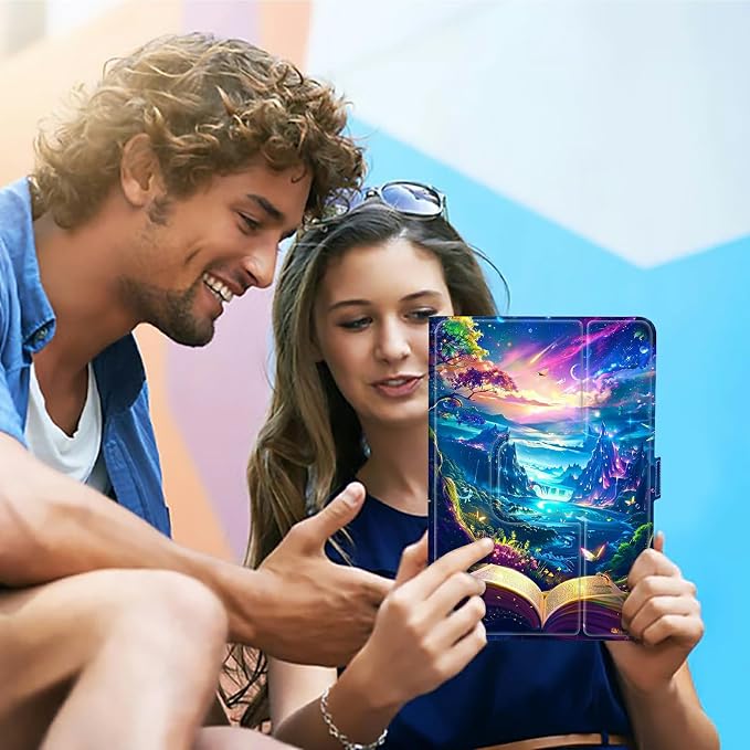 Universal Tablet Case for T-Mobile Revvl Tab 2 10.1" 2025/Revvl Tab 5G 10.36" 2023, 360 Degree Rotating Kickstand Protective Stand PU Leather Shell Cover for 9"-10.5", Book Mountains