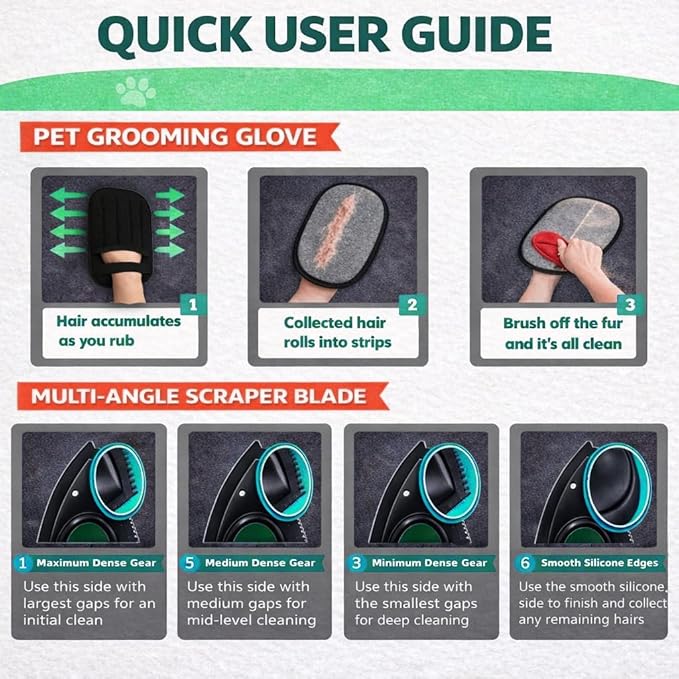 Magic Brush Pet Hair Removal & Mini Pet Hair Remover Tool – Newly Upgraded Reusable Electrostatic Pet Hair Remover Glove for Clothing, Couch, Bed, Carpet & Car Seat (Black)