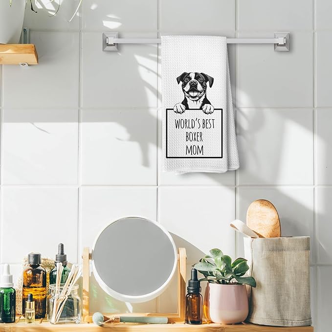 Funny Boxer Dog Kitchen Towels and Dishcloths, Boxer Dog Gifts for Women, Gifts for Pet Lovers Drying Cloth Hand Towels for Bathroom Kitchen Decor, 16x24 Inches