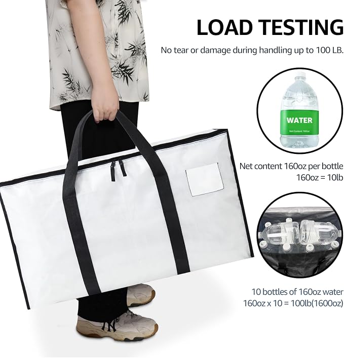 Moving Bags Heavy Duty Extra Large, Moving Boxes, Moving Supplies Essentials, Blue Storage Bins with Lids, Plastic Packing Totes, Storage Bags for Clothes with Handles & Zippers(White, 8 Pack)