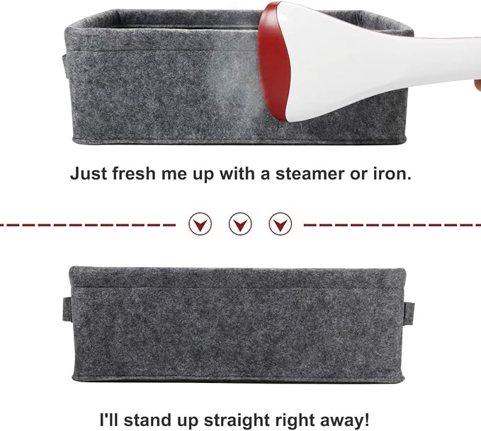 Small Basket Shallow Storage Baskets Felt Storage Basket Bin Long Narrow Basket for Towels Dog Cat Toys Office Supplies Dippers Baby Toys Storage Basket Light Gray