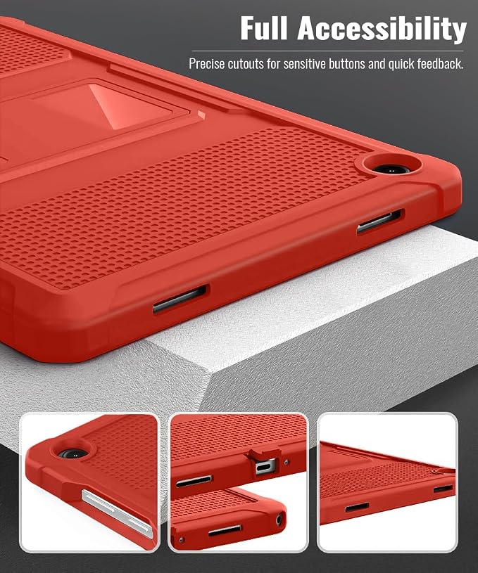 MoKo Shockproof Case Fit Samsung Galaxy Tab A11+ Plus/ A9+ 11 Inch | Full Body Rugged Stand Back Cover with Built-in Screen Protector for Galaxy Tab A11+/ A9+ Tablet, Red