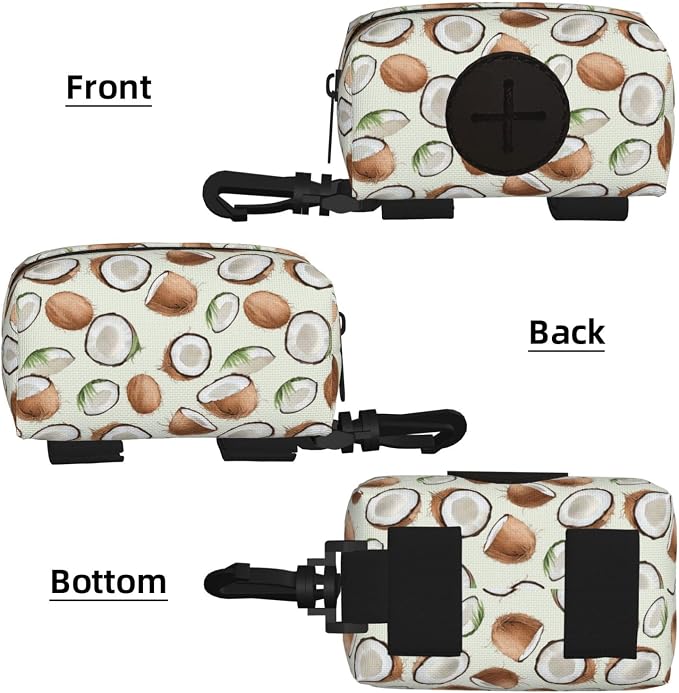 Coconut Pet Waste Bag Dispenser 0.2L | Portable Dog Poop Holder Waste Bag With Zipper Park Doggy Walking Accessory