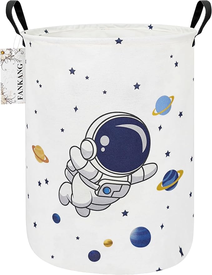Astronaut Storage Bin Foldable Nursery Basket | Foldable with Waterproof PE Coating Organizer Bin for Kids Boys and Girls,Office,Bedroom,Clothes