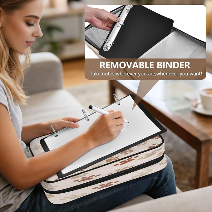 SUABO Pet Paw Expanding File Folder Binder Bag | Accordion File Organizer with Zipper & Labels, 3 Ring Binder, Multi Pockets for Office School Home Portable Lightweight