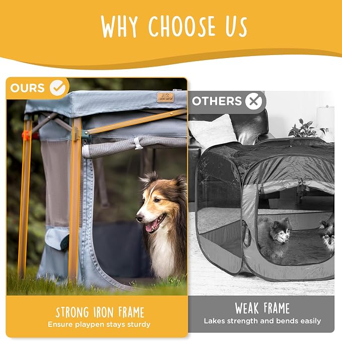 Zora Portable Pet Playpen, Foldable Dog Playpens for Indoor and Outdoor Exercise, Pop Up Pet Fence with Carrying Case for Dogs/Puppies, Light Gray, 49" x 42" x 28"