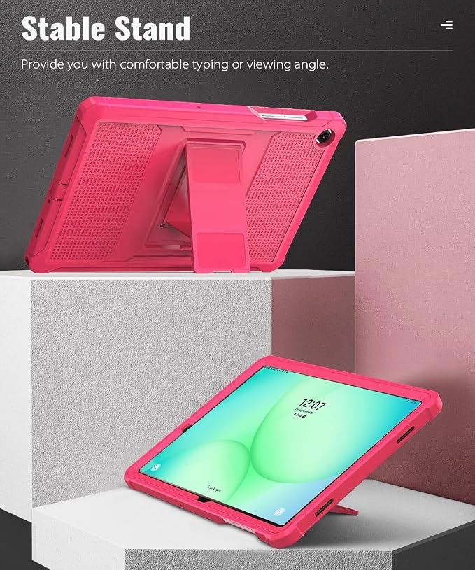 MoKo Shockproof Case Fit Samsung Galaxy Tab A11+ Plus/ A9+ 11 Inch | Full Body Rugged Stand Back Cover with Built-in Screen Protector for Galaxy Tab A11+/ A9+ Tablet, Paradise Pink