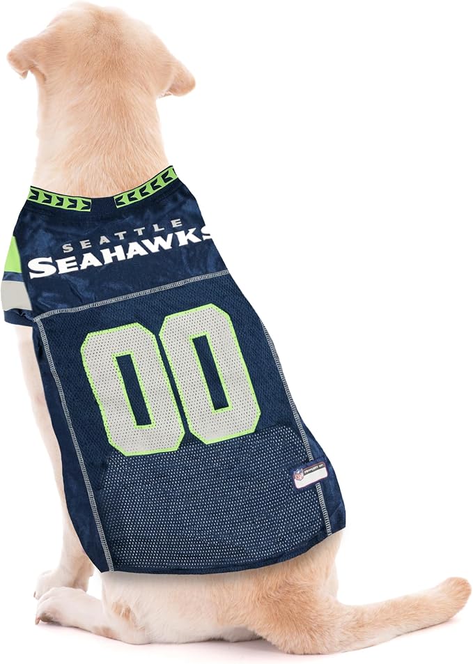Pets First NFL Seattle Seahawks Dog Jersey, Size Large, Football Shirt Costume for Pet, Dog Sports T-Shirt, NFL Team Clothing for Cats, Licensed Pet Apparel Available in 7 Sizes and 32 Teams