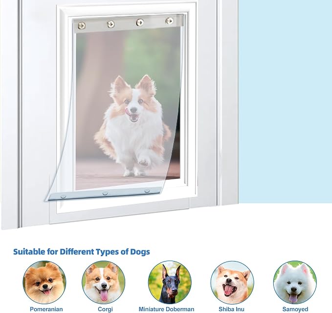 2 Pack XL Replacement Dog Door Flaps, Clear Pet Door Replacement Flap | Compatible with 18" x 9.88" Extra Large Dog Door, Weather Resistant Replacement Flap Fits Pets Up to 90 Lbs