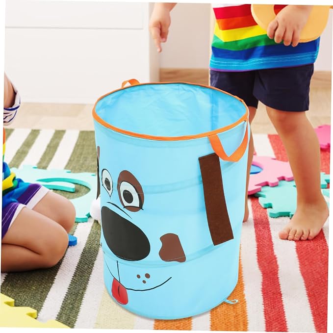 Cabilock 1pc Foldable Portable Storage Basket for Pets Sky- Organizer Handles for Toys Clothes Laundry Nursery Bedroom and Apartment Use