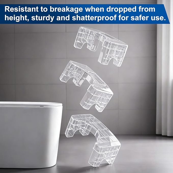 Toilet Stool for Adults, Bathroom Toilet Step Foot Stool | Acrylic, Shatterproof & Heavy Duty, Built-in Phone Storage Slot, Bathroom & Toilet, Adults & Elderly