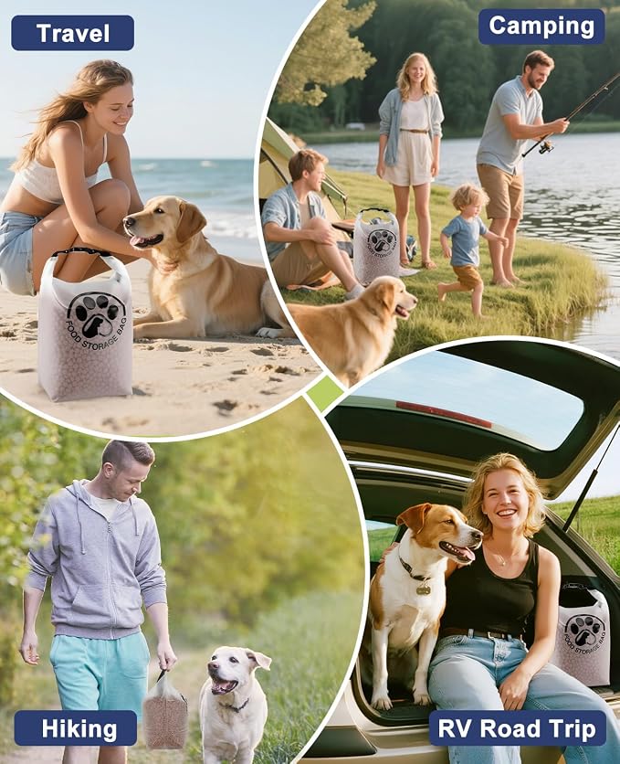 25 Cups Pet Food Storage Bag for Travel - Transparent Leak-Proof Dog Food Container with Roll-Top Closure, Keeps Kibble Fresh for Camping Trip, Dog Boarding, Weekend Getaways