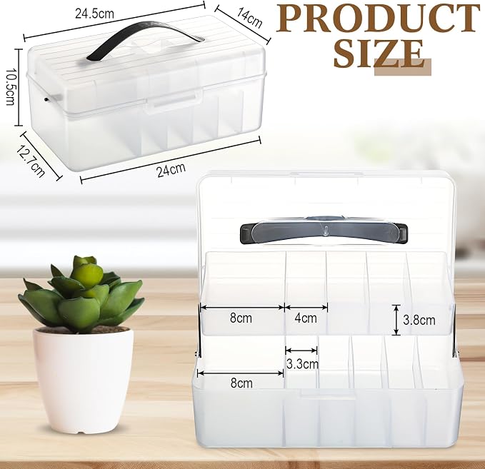 Honeydak 1 Pcs Clear Bandage Organizer, 2 Tier First Aid Box with Handle | Durable Plastic, Folding Storage Holder for Cabinet, Large Portable Medicine Container for Home, School, Travel Supplies