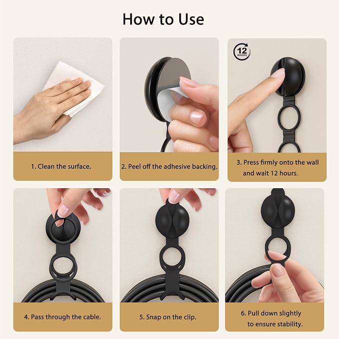 Cord Organizer for Appliances, 4PCS Appliance Cord Wrap Cable Organizer Cable Straps, Extension Cord Holder Wire Organizers for Cord Management (Black)