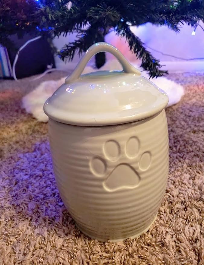 Large Dog Treat Container Airtight, Cute Dog Treat Jar with Lids,Rustic Dog Treat Storage Container, Ceramic Cat Food Jars for Kitchen Counter, Green | Large Capacity Doggie Cookie Jar for Countertop, Airtight Lid Keep Food Fresh, Sturdy Durable, Cute ...