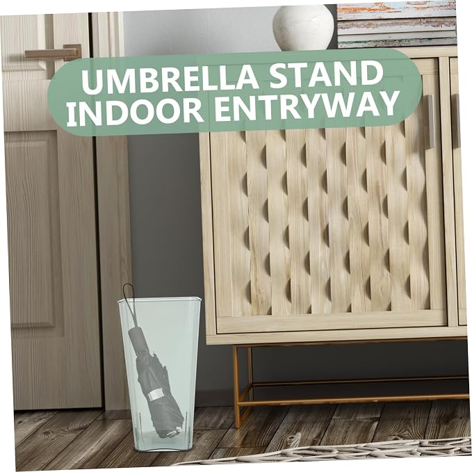 Round Umbrella Stand Rack Leak-Proof Indoor Outdoor Umbrella Holder Organizer Portable Plastic Storage Container for Entryway and Home Use