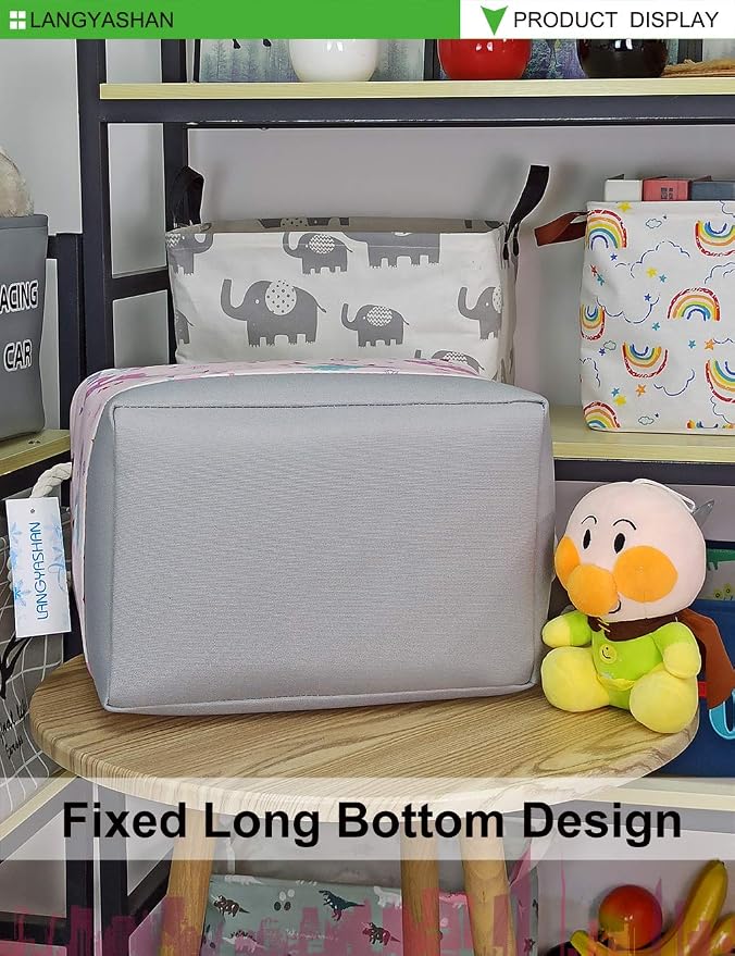 Rectangular Thick Storage Bin Household for Closet Kitchen Office Unicorn | Foldable Space Saving Canvas Fabric Laundry Hamper with Handles Organizer for Boys and Girls Bedroom Shelf Gifts Baskets
