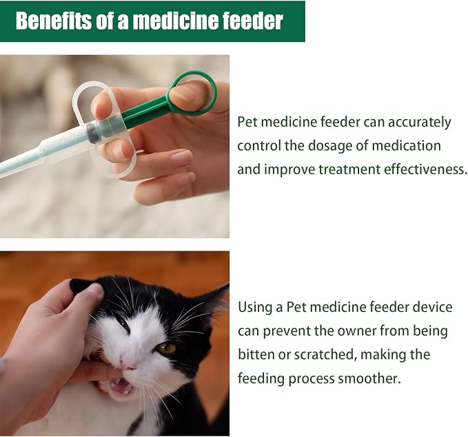 4PCS Pet Pill Feeders Tool Accessories for Cats and Dogs, Pill Plunger Popper for Small Animals, Soft Tip Medicine Dispenser with Syringe Pusher (Blue, Green)