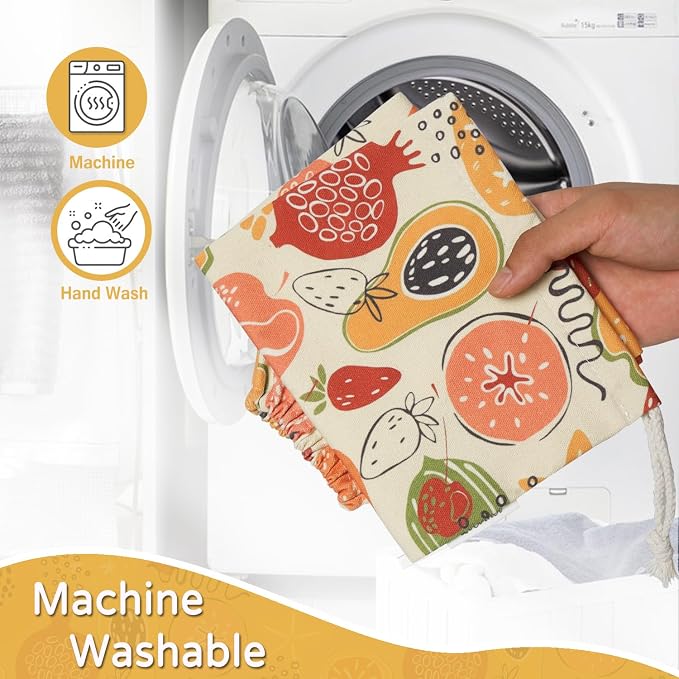 Plastic Bag Holder, Reusable Grocery Bag Holder for Plastic Bags Groceries Store, Flower Canvas Trash Plastic Bag Organizer Storage Holders for Home Kitchen Pantry Decor (Colorful Fruits)