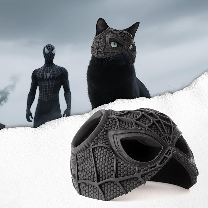 Yipintang Cat Bat Mask Halloween Costumes Accessories for Cats, Cat Bat Cosplay Apparel (Medium, Black Spider)