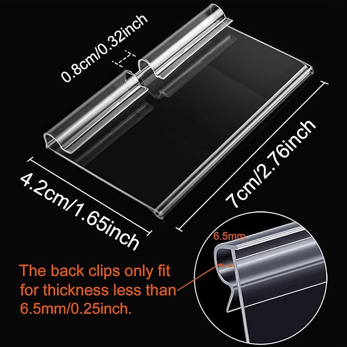 50PCS Basket Bin Labels Clip On,ChanQnTon Clear Plastic Label Holders for Storage Bins, Wire Shelf Price Tags,Merchandise Display Signs,50PCS 7X4CM Paper Inserts Included.(Size:2.76x1.57inch/7x4cm)