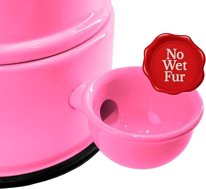 Pet Water Dispenser for Dogs and Cats, 47.3 oz – Gravity-Fed Aluminum Water Bowl, Prevents Wet Fur, Provides Continuous Fresh Water, Electrostatic Coated Finish, Vida Mansa (Pink)