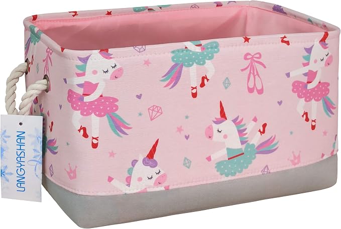 Rectangular Thick Storage Bin Household for Closet Kitchen Office Unicorn | Foldable Space Saving Canvas Fabric Laundry Hamper with Handles Organizer for Boys and Girls Bedroom Shelf Gifts Baskets