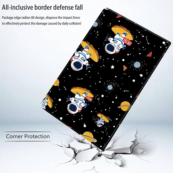 Bxgolkgd Tablet Case for Samsung Galaxy Tab S10 Plus 2024/S9 Plus/S9 FE Plus 5G 2023 12.4 Inch,Shockproof Stand Cover with Heat Dissipation,Auto Wake/Sleep Function,Astronaut Skateboard Space Planet