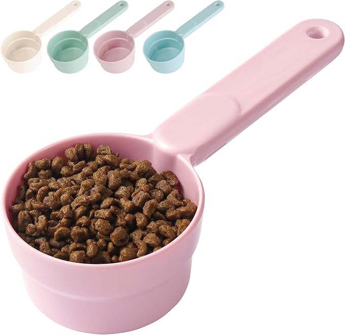Joyinjojo Dog Food Scoop 1 Cup 1/2 Cup - Melamine Dog Food Measuring Cup, Pet Food Scoop for Dog Cat...Comfortable Long Handle for Easy to Scoop Food