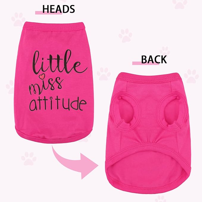 Expressive Cotton Dog Apparel: Soft, Lightweight Puppy Shirt Vest for Small and Medium Dogs, Featuring the Playful 'Cute but Psycho' Slogan Print Rose Red X-Large