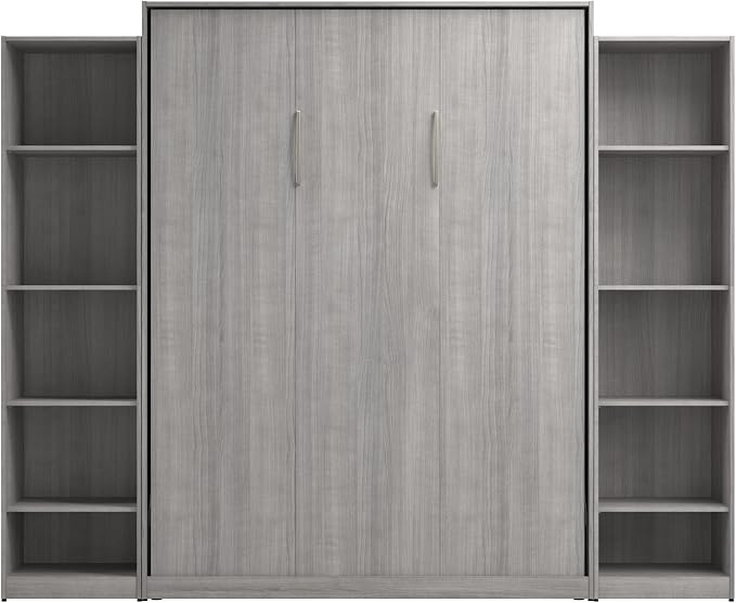 Bestar Queen Murphy Bed & Closet Organizer, Platinum Gray, Claremont, 105W | Closet Organizers; for guest room or multipurpose space; 10-year warranty