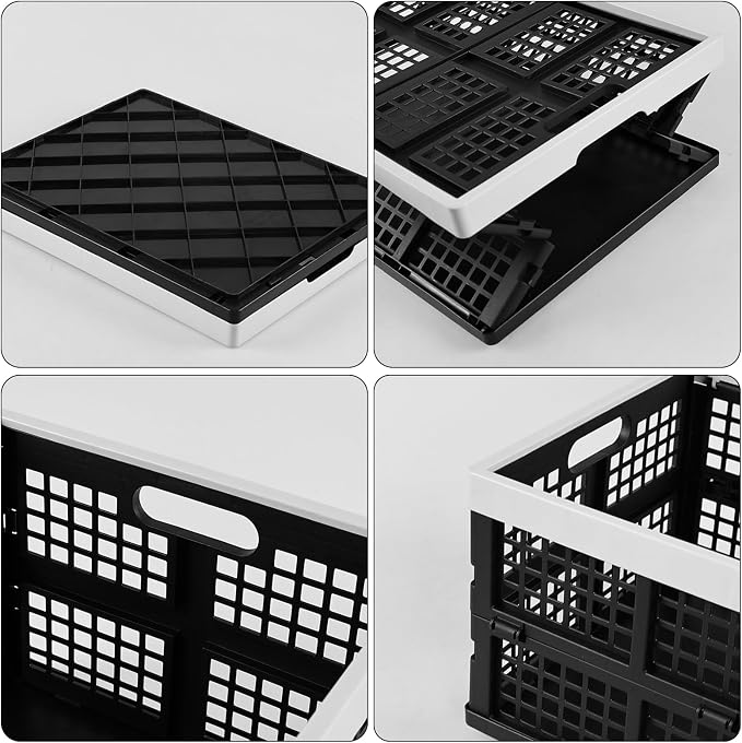 2-Pack 34 L Plastic Collapsible Storage Crates, Stackable Basket Bin | Foldable Milk Crate