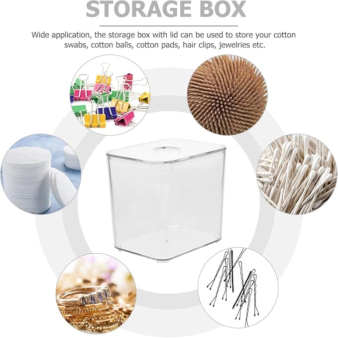 Levemolo 2pcs Cotton Swab Holder and Cotton Pads Organizer with Flat Lid Design, Pet Material, Stackable Cosmetic Storage Boxes for Convenient and Space-saving Use at Home and Kitchens