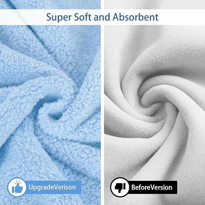 Pet Bathrobe Towel Dog Cat Drying Coat Super Absorbent Cute Dogs Bath Towel Hooded Robe Adjustable Collar & Belly Strap for XSmall to XLarge Pets (Blue, Medium)