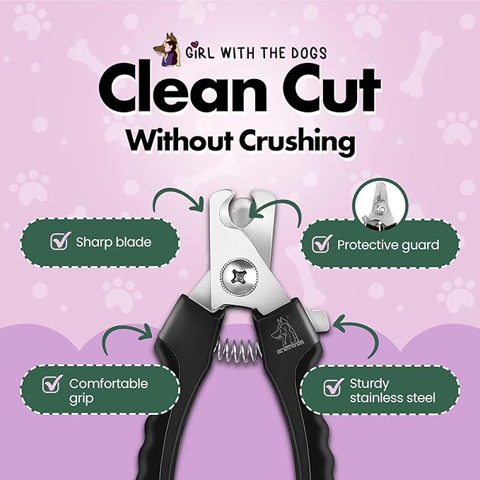 Pet Nail Clippers by Girl With The Dogs, Nail Clippers for Grooming and Claw Care for Cats/Dogs (Small)