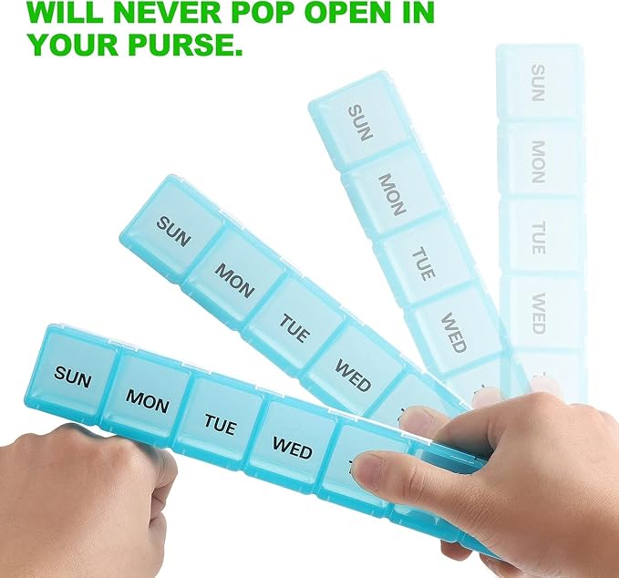 Pill Organizer 7-Day Weekly Pill Organizer | Portable Medicine, Daily Pill Cases for Pills/Vitamin/Fish Oil/Supplements