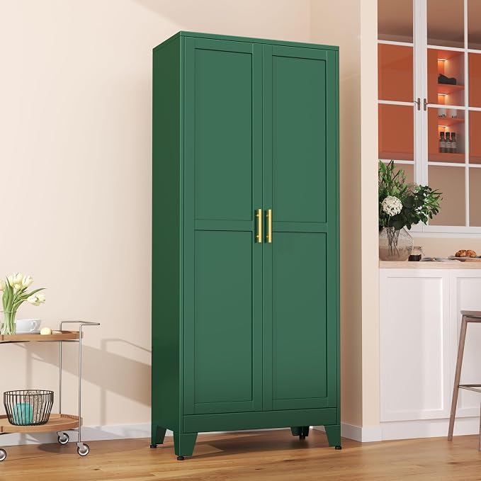 pozdeg 75" Green Heavy Duty Metal Garage Storage Cabinet